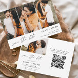 QR Code Modern Save the Date 4 Photo Elegant<br><div class="desc">Modern and Elegant Landscape Horizontal Four (4) Photo QR Code Save the Date Wedding Magnet with hand lettered script typography. The save the date invitation magnet includes script typography and chic and simple design that you can add your customized engagement photograph picture to.</div>