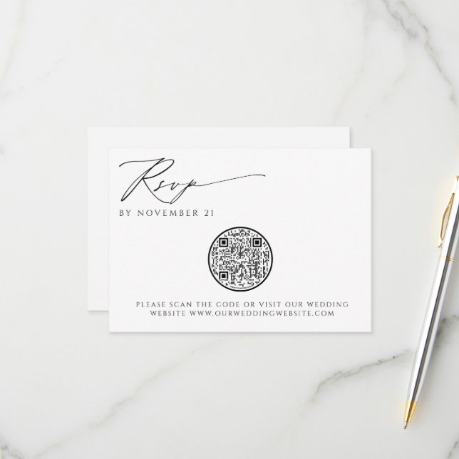 QR Code Modern Sophisticated Wedding RSVP (Front/Back In Situ)