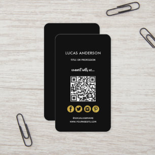 QR code modern stylish gold scannable networking B Business Card
