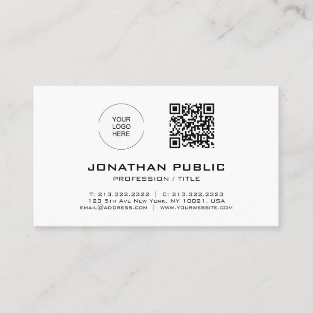 QR Code Modern Template Elegant Barcode Trendy Business Card (Front)