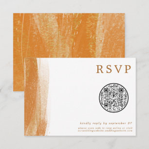 QR Code Modern Terracotta Gold Foil Wedding RSVP Card