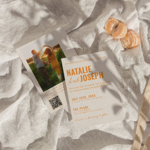 QR Code Modern Traditional Colourful Photo Wedding Invitation