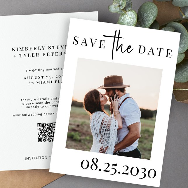 QR CODE modern typography photo wedding Save The Date (Creator Uploaded)
