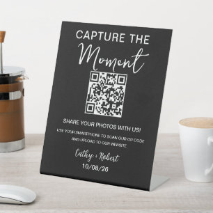 QR Code Modern Wedding Capture the love Pedestal Sign