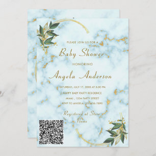 QR Code Moderne Baby shower en marbre Invitation
