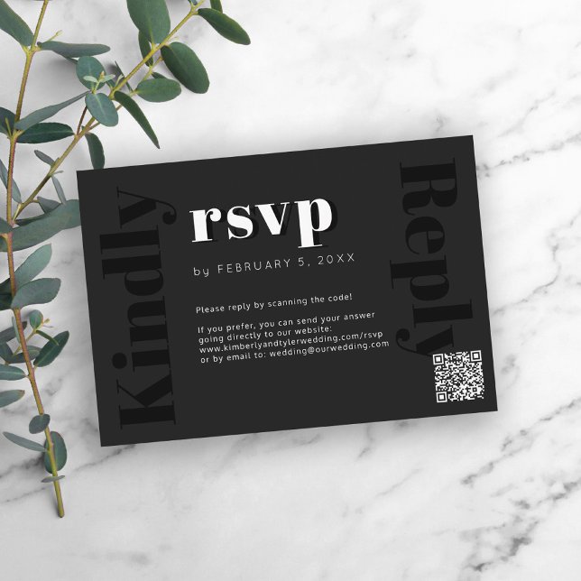 QR CODE moderne noir en ligne mariage réponse rsvp (Créateur téléchargé)