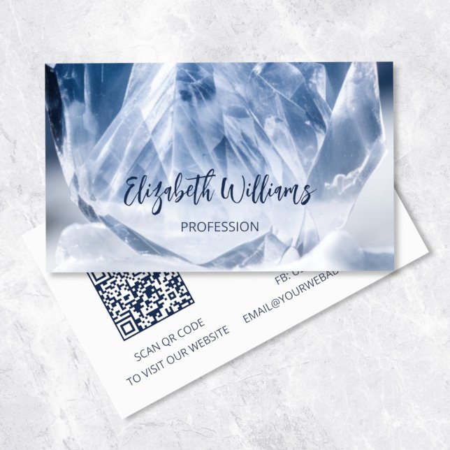 QR Code Mountain Crystal Gem Stone Business Card (Creator Uploaded)