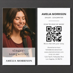 QR Code Musician Photo Singer Songwriter  Business Card