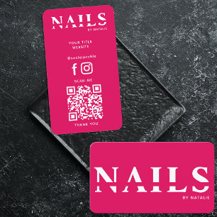QR Code Nail Salon Nail Technician Branding Cool Business Card