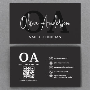 QR Code Nail Specialist Artist Modern Typography  Business Card