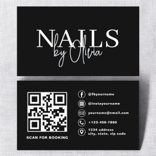 QR Code Nail Specialist Artist Modern Typography  Business Card