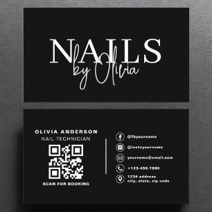 QR Code Nail Specialist Artist Modern Typography Business Card