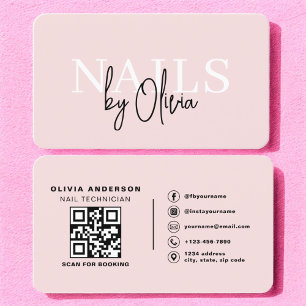 QR Code Nail Specialist Artist Modern Typography  Business Card