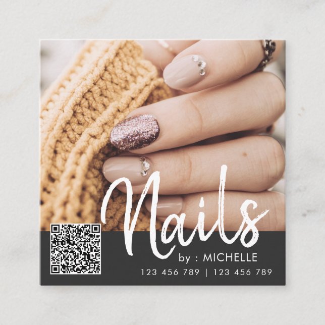 QR code nails photo business cards (Front)