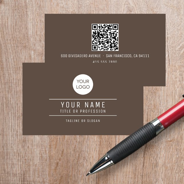 QR Code Name Professional Logo Pumpernickel Brown Calling Card (QR Code Name Professional Logo Pumpernickel Brown Calling Card Cover)