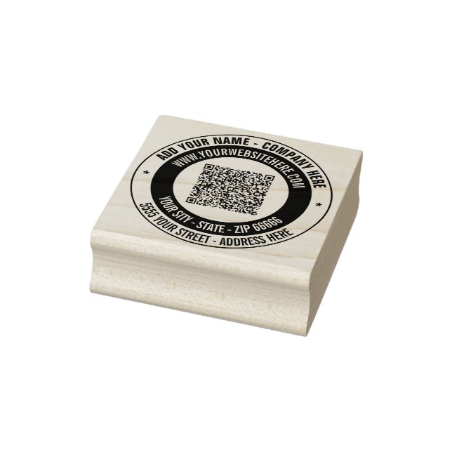 QR Code Name Returh Address Round Rubber Stamp (Stamp)
