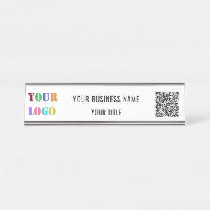 QR Code Name Text Logo Business Desk Name Plate