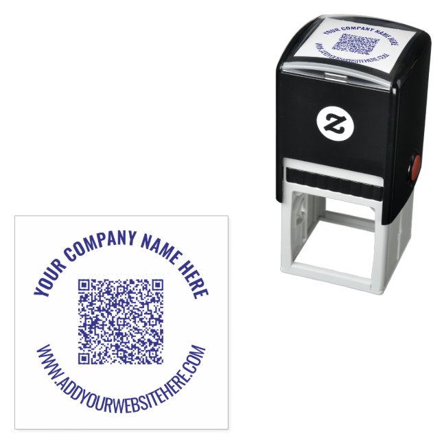 QR Code Name Website Business Round Stamp (In Situ)