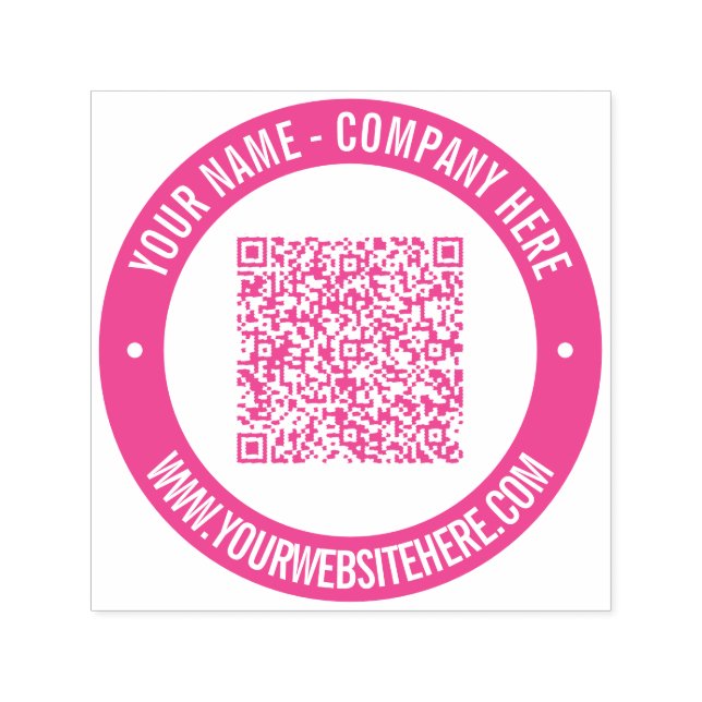 QR Code Name Website Colour Round Stamp Template (Design)