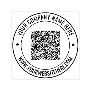 QR Code Name Website Round Self-inking Stamp