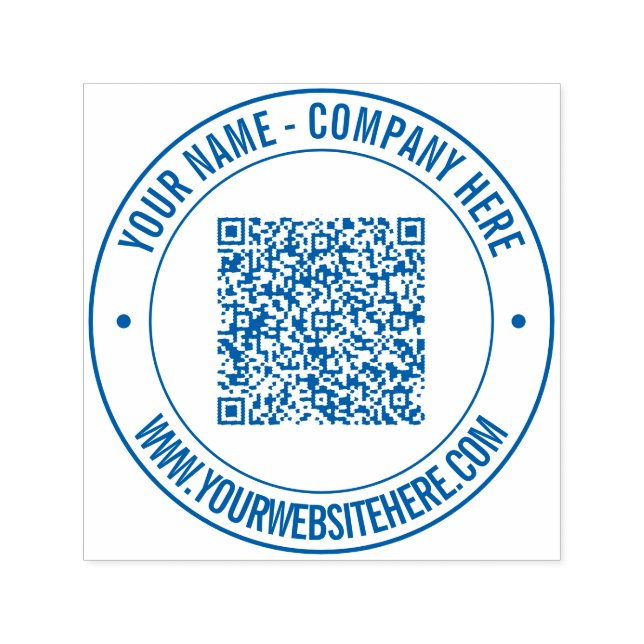 QR Code Name Website Round Self-inking Stamp (Design)