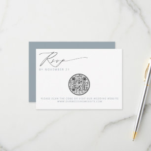 QR Code Nautical Beach Seashell Wedding RSVP