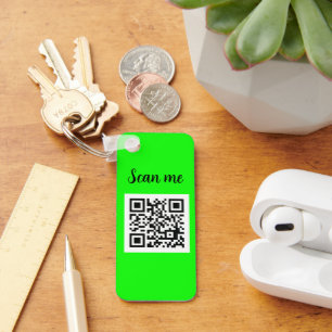 QR Code Neon Green Elegant Business logo Company Keychain