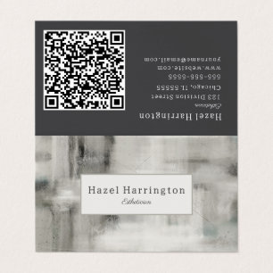QR Code Neutral Abstract Folded Business Card