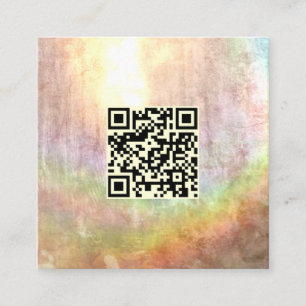 QR Code Neutral Beige Stone Rainbow Abstract Art Square Business Card