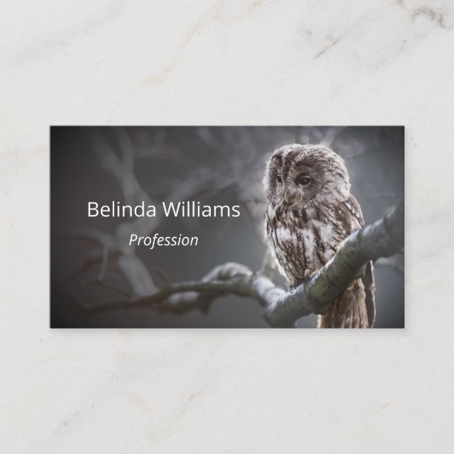QR Code Night Owl Business Card (Front)