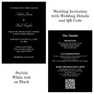 QR Code noir blanc Script RSVP Faire-part de maria