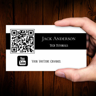 QR Code noir et blanc Vlogger Carte de visite