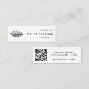 QR Code Oak Leaf Social Media Mini Business Card