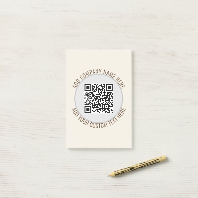 QR Code office school Minimalist Simple Grey Post-it Notes (On Desk)