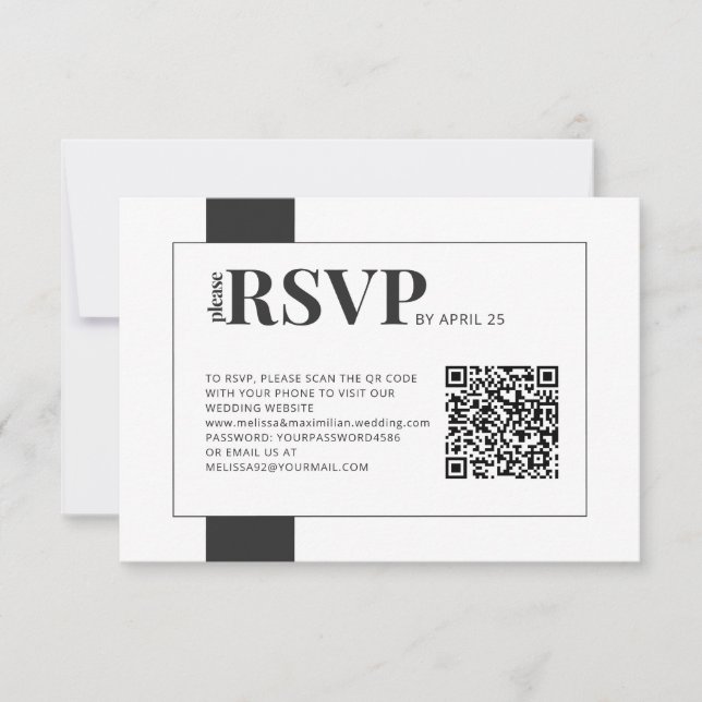 QR Code online RSVP bold minimal wedding (Front)