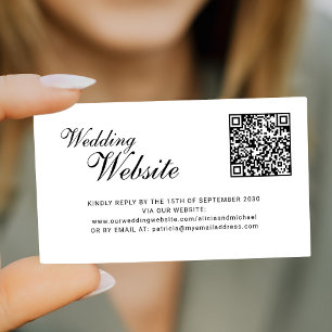 QR code online RSVP classic script website wedding Enclosure Card