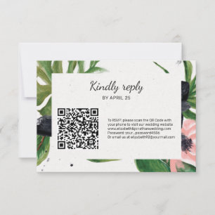 QR Code online RSVP floral tropical wedding Card