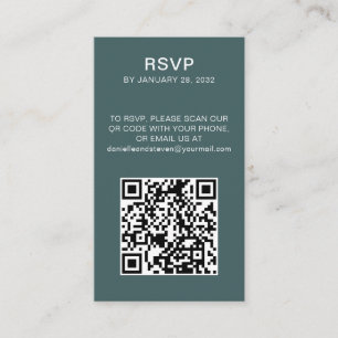QR Code online RSVP minimalist photo teal Enclosure Card