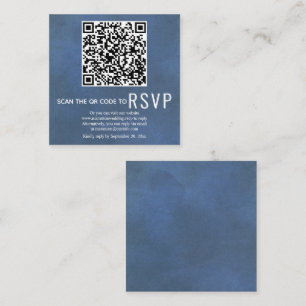 QR code online RSVP stained blue wedding  Enclosure Card