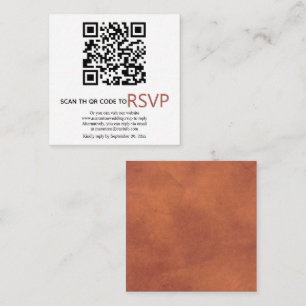 QR code online RSVP stained terracotta wedding Enclosure Card