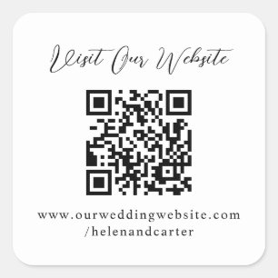 QR Code Online Wedding Website Square Sticker