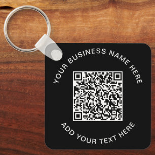 QR Code or Logo Black Promotional Keychain