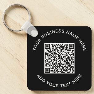 QR Code or Logo Black Promotional Keychain