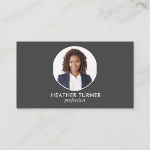 QR CODE or Logo Professional Headshot Photo GRAY Business Card