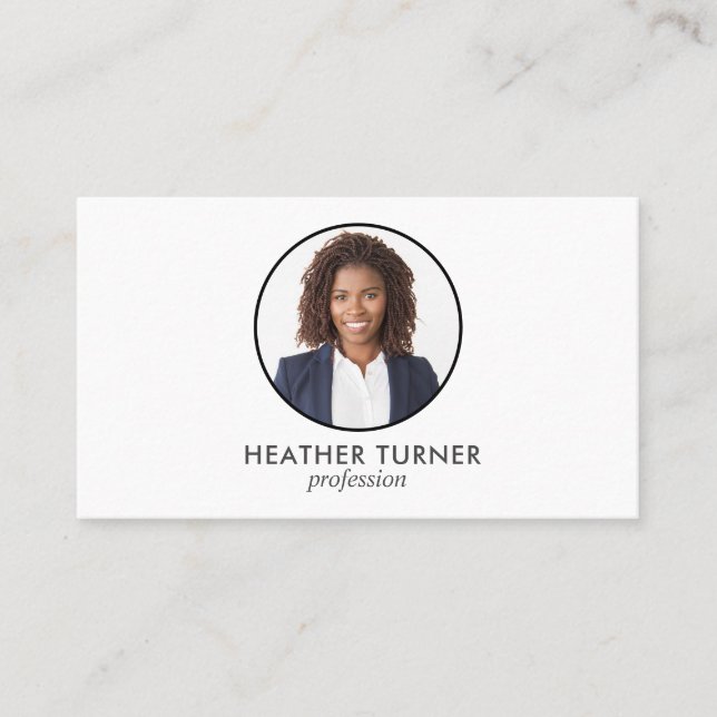 QR CODE or Logo Professional Headshot Photo White Business Card (Front)