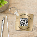 QR Code or Logo Promotional Gold Keychain<br><div class="desc">Simple elegant promotional keychain for your business or organization with a gold faux brushed metallic background. Add your QR code or logo and two lines of customized text,  such as your company name,  slogan,  thank you,  or leave blank.</div>