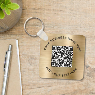 QR Code or Logo Promotional Gold Keychain