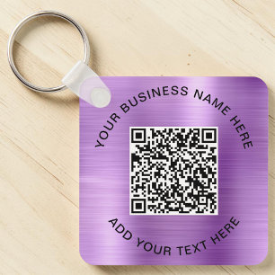 QR Code or Logo Promotional Purple Keychain