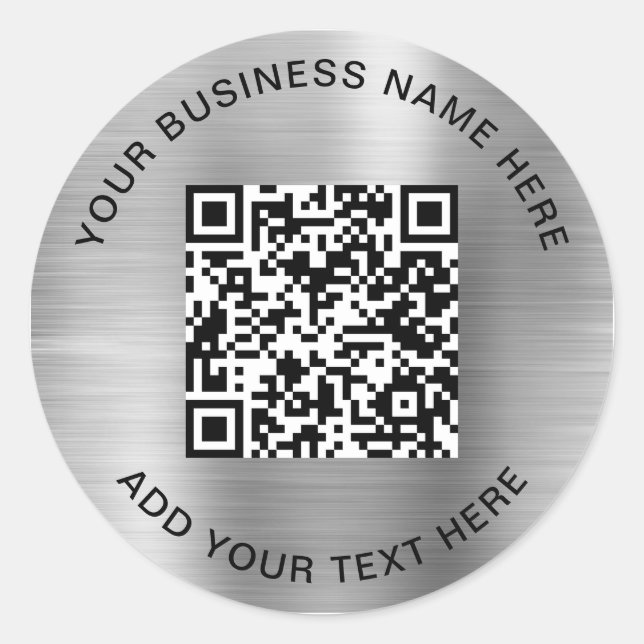 QR Code or Logo Promotional Silver Classic Round S Classic Round Sticker (Front)