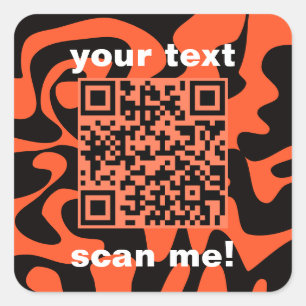 QR Code Orange And Black Bright Modern Square Sticker